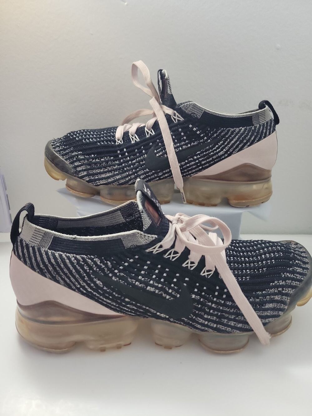 Nike Air VaporMax Flyknit 3 Black & Barely Rose | Women’s Shoes (Size: 9)